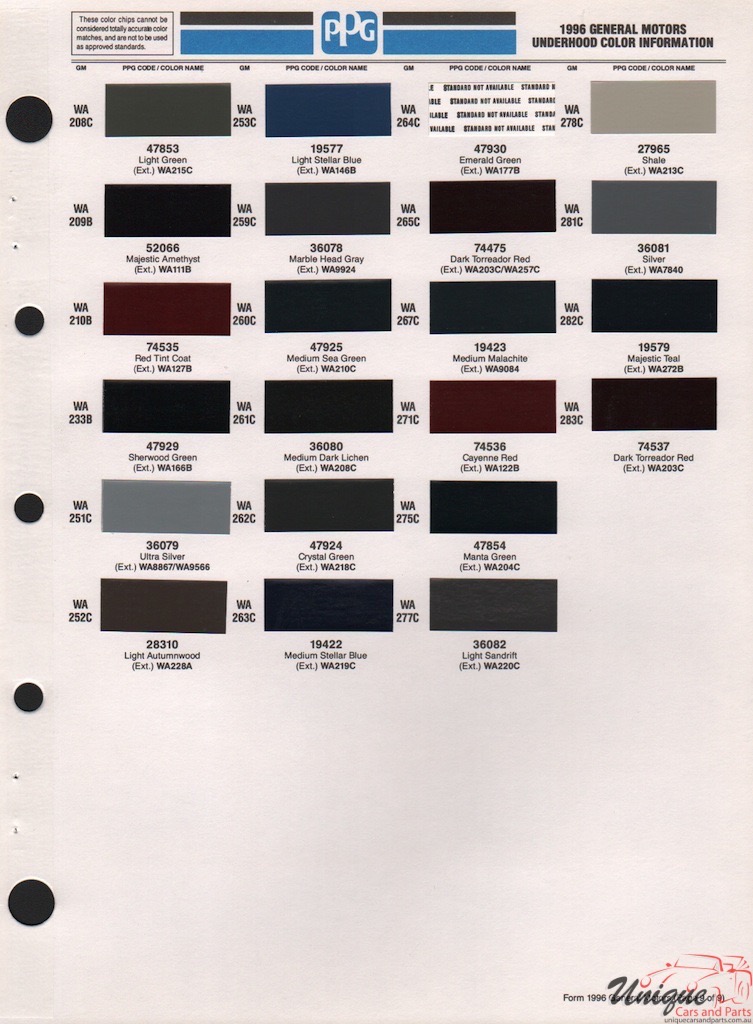 1996 GMC Truck Paint Charts PPG 1